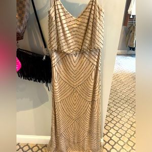 Adrianna Papell never worn bridesmaid dress. Beautiful beaded champagne!